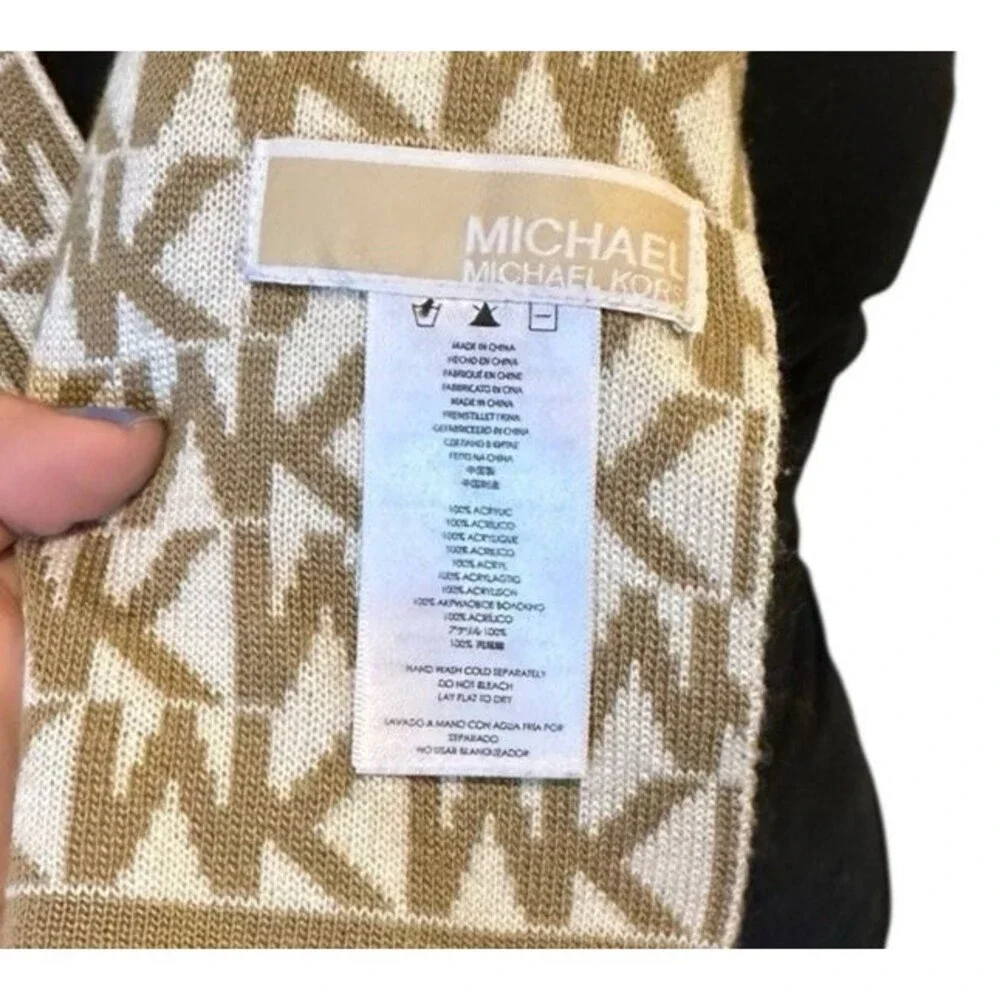Scarf  Michael Kors MK Logo beige Cream Reversible 9.5